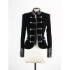 Women Gothic Black Velvet Coat Accents Double-Breasted Women Military Velvet Jacket Coat 